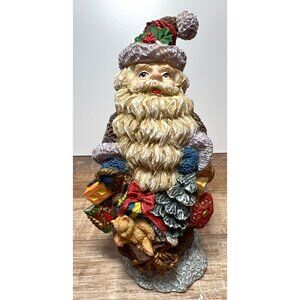 Vintage Hand-Painted Santa Claus Figurine Holiday Decor Polyresin Multicolor